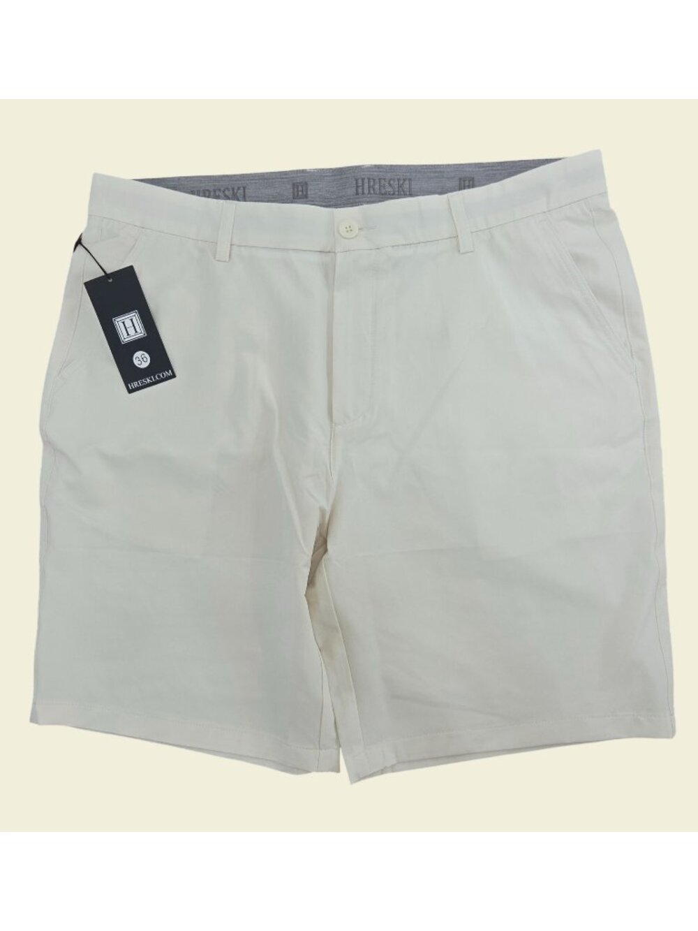 Hreski Mens Beige Casual Golf Shorts Size 36 New NWT